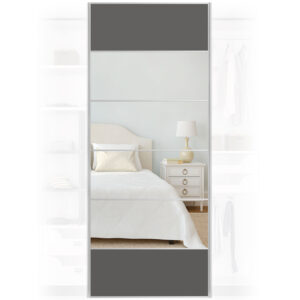 Dark Grey Mirrored Gloss Sliding Wardrobe Door 950mm x 2400mm