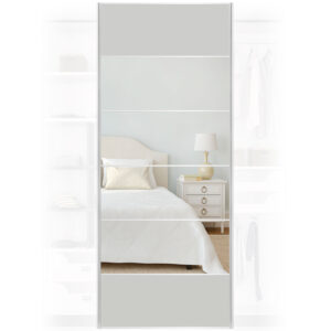 Light Grey Mirrored Gloss Sliding Wardrobe Door 950mm x 2400mm