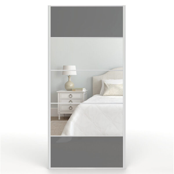 Mirrored Dark Grey Gloss Sliding Wardrobe Door 950mm x 2000mm