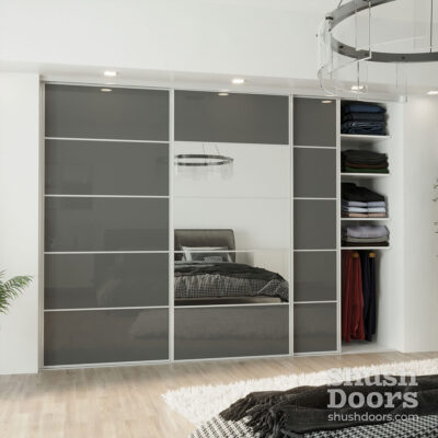 Mirrored Dark Grey Gloss Sliding Wardrobe Doors 2000mm