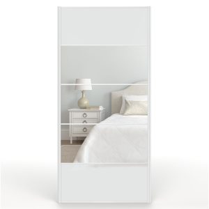 Mirrored Light Grey Satin Sliding Wardrobe Door 950mm x 2000mm