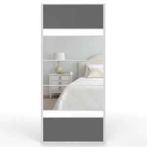 Mirrored Dark Grey Gloss Sliding Wardrobe Door 950mm x 2200mm