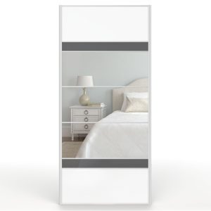 Mirrored White Gloss Sliding Wardrobe Door 950mm x 2200mm