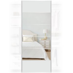 Mirrored Light Grey Satin Sliding Wardrobe Door 950mm x 2400mm